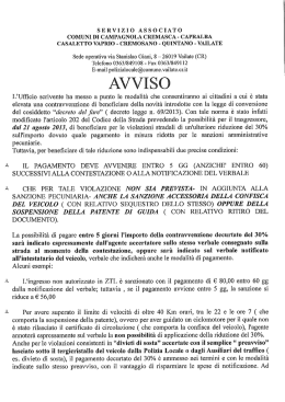 INFORMATIVA NUOVE MODALITA` PAGAMENTO SANZIONI C.D.S.