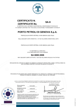 SA-9 PORTO PETROLI DI GENOVA S.p.A. CERTIFICATE No