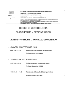 ISTITUTO DI ISTRUZIONE SUPERIORE STATALE LORENZO GIGLI