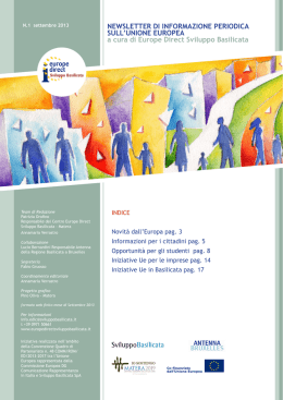 NEWSLETTER DI INFORMAZIONE PERIODICA SULL`UNIONE