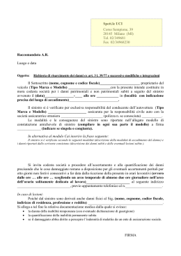 Spett.le UCI Corso Sempione, 39 20145 Milano (MI) Tel