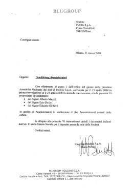 Spett.le FullSix S.p.A. Corso Vercelli 40 20145 Milano Consegna a