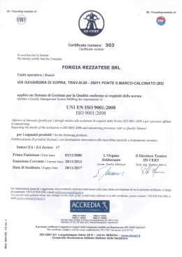UNI EN ISO 9001 - Forgia Rezzatese SRL