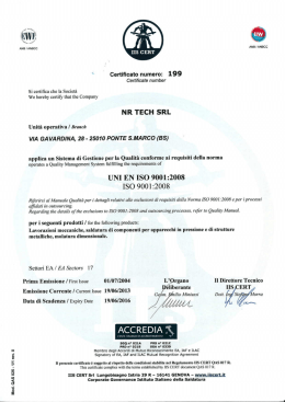 Certificato UNI EN ISO 9001 - NR di Noventa Carlo & C. SrL