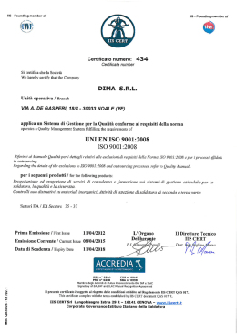 scarica il certificato IIS CERT Srl N. 434