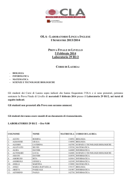 OLA - L I SEMESTRE 2013/2014 5 Febbraio 2014 Laboratorio 29 B1/2