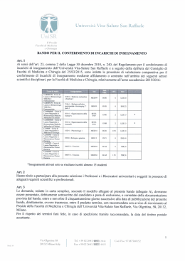 Facoltà di Medicina e Chirurgia - Università Vita