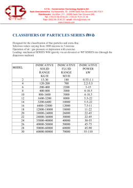 CLASSIFIERS OF PARTICLES SERIES “W”