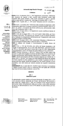 Bando - DR 1853 del 16.10.2014 - Università degli Studi di Perugia