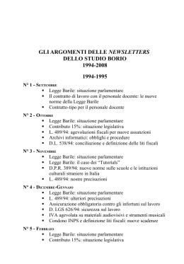 Gli argomenti delle Newsletters dello Studio Borio 1994