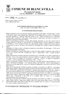 Pratica edilizia in san. n. 226/95 Patan&egrave; Agatino