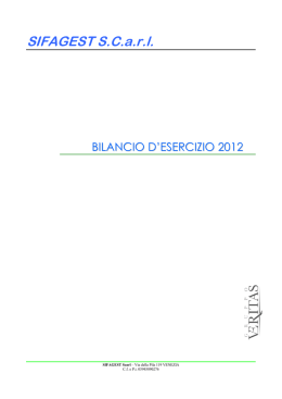 Sifagest S.c.a r.l. - Bilanci d`esercizio 2012