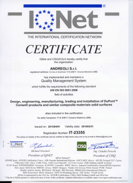 Scarica il Certificato di Qualit&agrave;