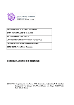 Conferimento per l`anno 2009 di incarico professionale di