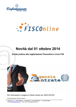 Novit&agrave; dal 01 ottobre 2014 Guida pratica alla registrazione
