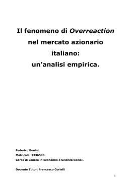 Il fenomeno di Overreaction nel mercato azionario italiano: un