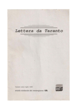 Lettera da Taranto- Luglio 1989