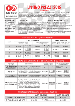 LISTINO PREZZI 2015 - PG Corse Pista Ronco Kart