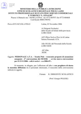 ministero della pubblica istruzione ufficio scolastico regionale per il