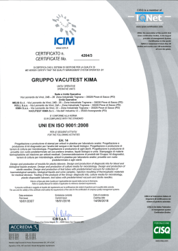 CERTIFICATO n. 4264i2 CERTIFICATE No.