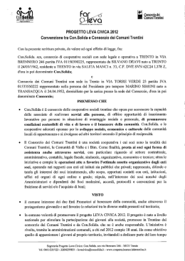 PROGETTO LEVA CIVICA 2012 Convenzione tra Con.Solida e