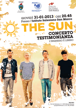 PER INFO Via dei Salesiani, 15 - 30174 Mestre