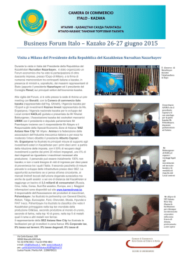 Business Forum Italo – Kazako 26‐27 giugno 2015