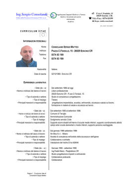 Curriculum degli incaricati della CCIAA di Cremona