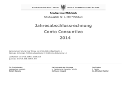 Jahresabschlussrechnung Conto Consuntivo 2014