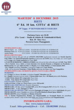 MARTEDI` 8 DICEMBRE 2015 RIETI