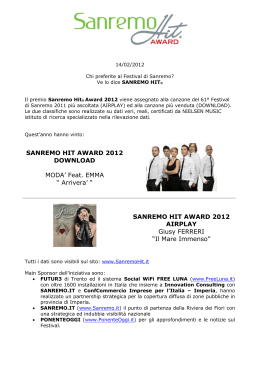 SANREMO HIT AWARD 2012 DOWNLOAD MODA` Feat. EMMA