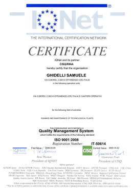 GHIDELLI SAMUELE Quality Management System