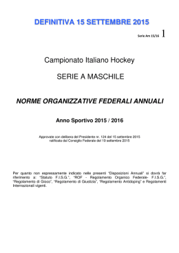 DEFINITIVA 15 SETTEMBRE 2015 Campionato Italiano Hockey