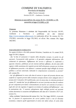 relazione ai sensi dell`art. 34, comma 20, d.l. 18.10.2012, n.179