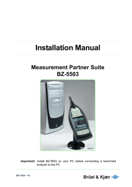 Installation Manual for Measurement Partner Suite BZ