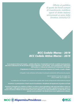 BCC Cedola Marzo - 2019 BCC Cedola Attiva Marzo