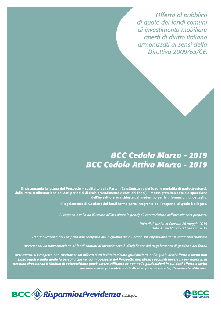 Bcc Cedola Marzo 2019 Bcc Cedola Attiva Marzo