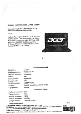 Netbnok Acer Aspire Due AOD270-160kk - 25,7 cm