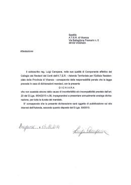 Spett/le A.T.E.R. di Vicenza Via Battaglione Framarin n. 6 36100