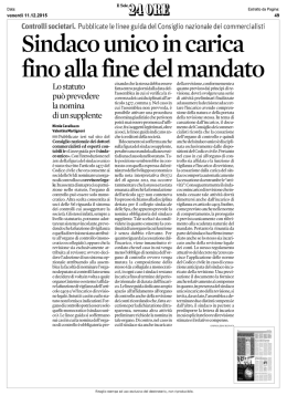 Sindaco unico in carica fino alla fine del mandato