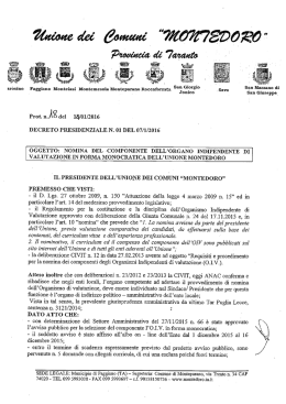 Prot. n.Àg del 13/01/2016 DECRETO. PRESIDENZIALE N. 011 DEL