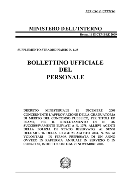 BOLLETTINO UFFICIALE DEL PERSONALE