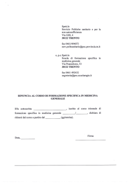 38122 TRENTO - Scuola di Medicina Generale