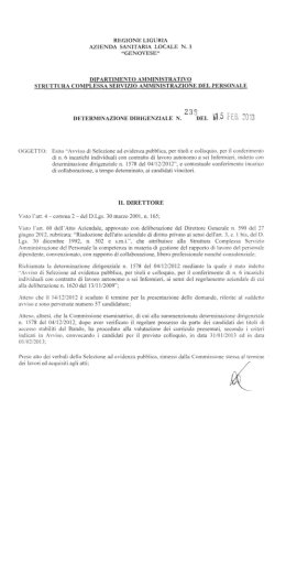 REGIONE LIGURIA AZIENDA SANITARIA LOCALE N. 3 “GENOVESE”