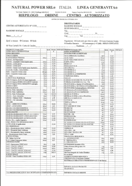 Riepilogo Ordine Centro Autorizzato - Natural Power