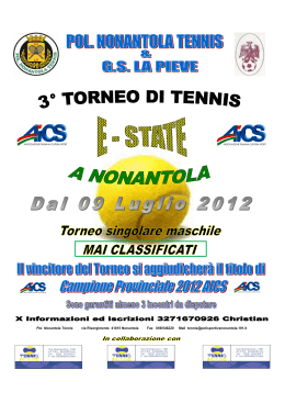 Pol. Nonantola Tennis via Risorgimento 41015 Nonantola Fax 059