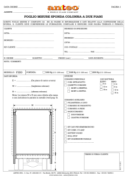 FOGLIO MISURE SPONDA COLONNA A DUE PIANI