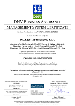 Certificato Dallara Automobili 9001:2008