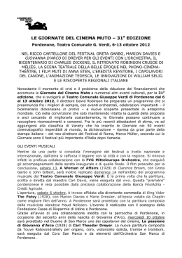 LE GIORNATE DEL CINEMA MUTO &ndash; 31a EDIZIONE