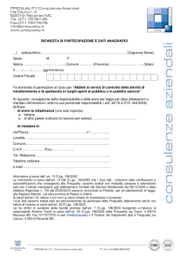 PREQUALITY Consulenze Aziendali Via Cavour, 4 62019 Recanati